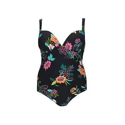 Black Tropical Print Swimsuit - Oxford Street